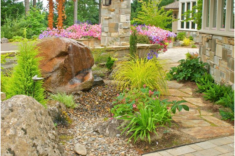 Rock Features In Landscaping Front