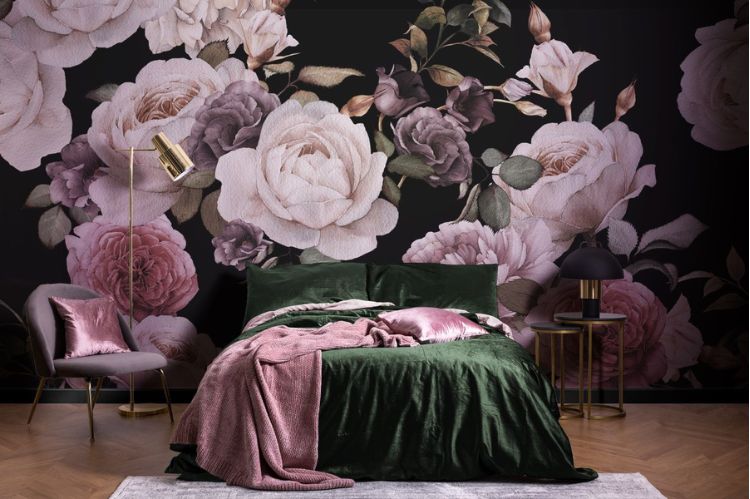 Giant Flower Wallpaper Accent Bedroom Idea